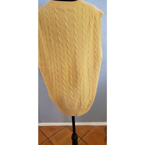 Peter Millar Men's Yellow Mustard Cashmere Knit Vest Sweater Large - Picture 8 of 13